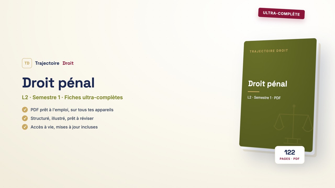Droit pénal spécial, fiche ultra-complète, couverture Trajectoire Droit