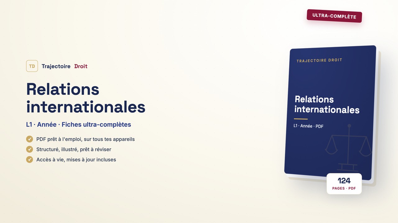 Relations internationales, fiche ultra-complète, couverture Trajectoire Droit