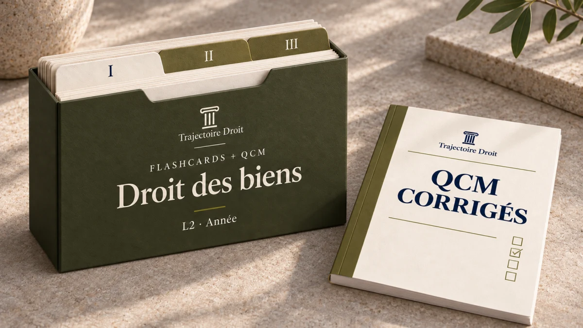 Flashcards et QCM Droit des biens, couverture Trajectoire Droit