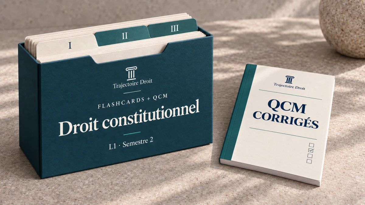 Flashcards et QCM Droit constitutionnel, couverture Trajectoire Droit