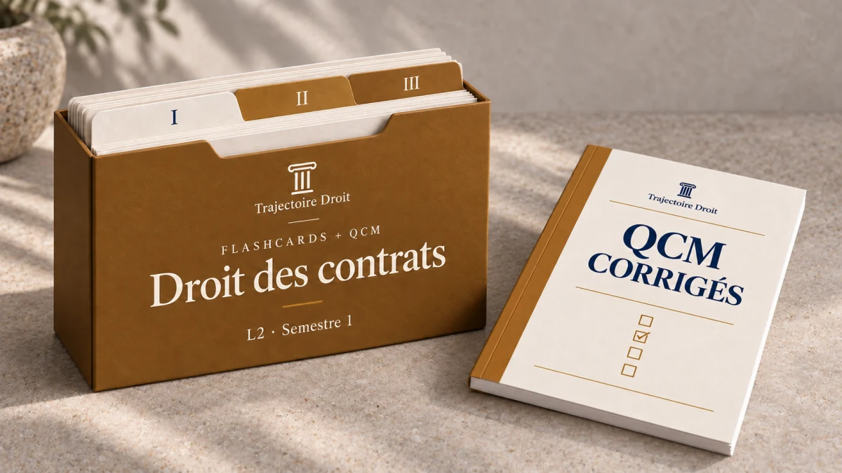 Flashcards et QCM Droit des contrats, couverture Trajectoire Droit