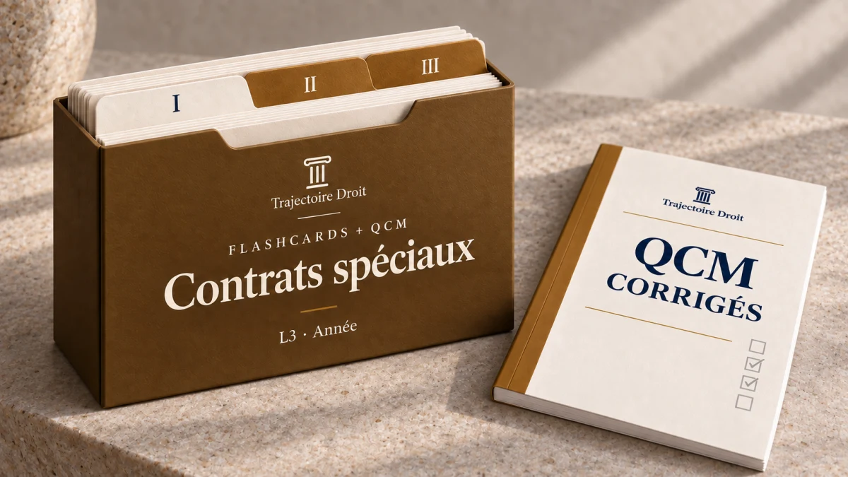Flashcards et QCM Contrats spéciaux, couverture Trajectoire Droit