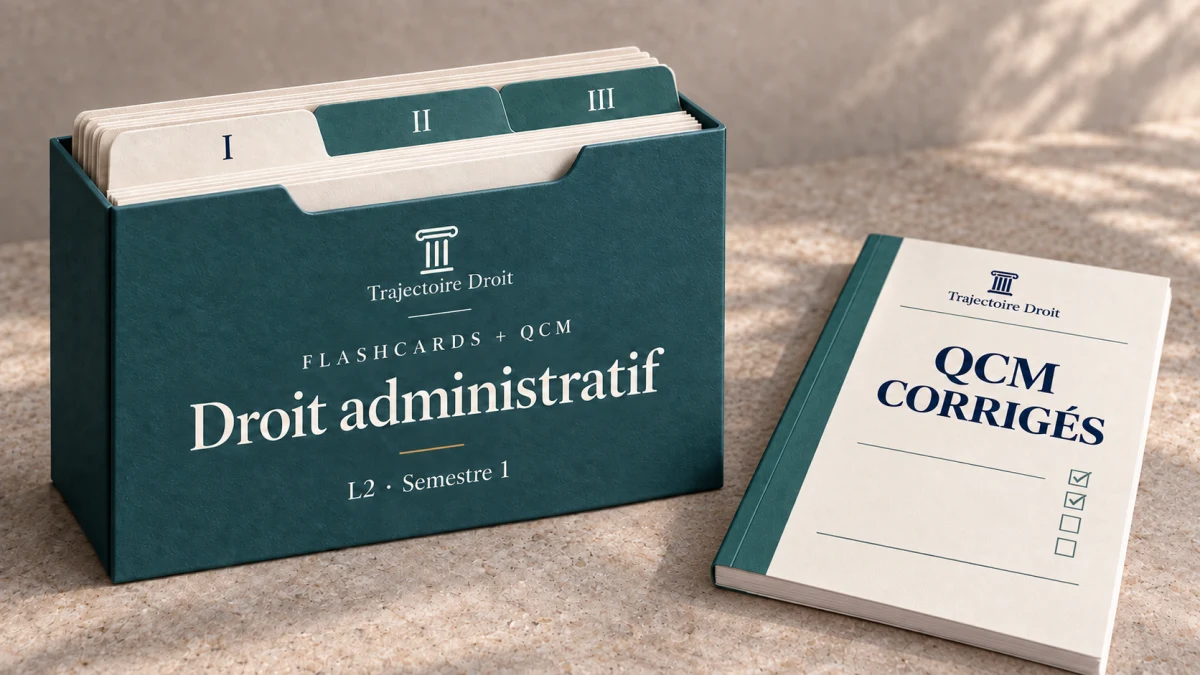 Flashcards et QCM Droit administratif, couverture Trajectoire Droit