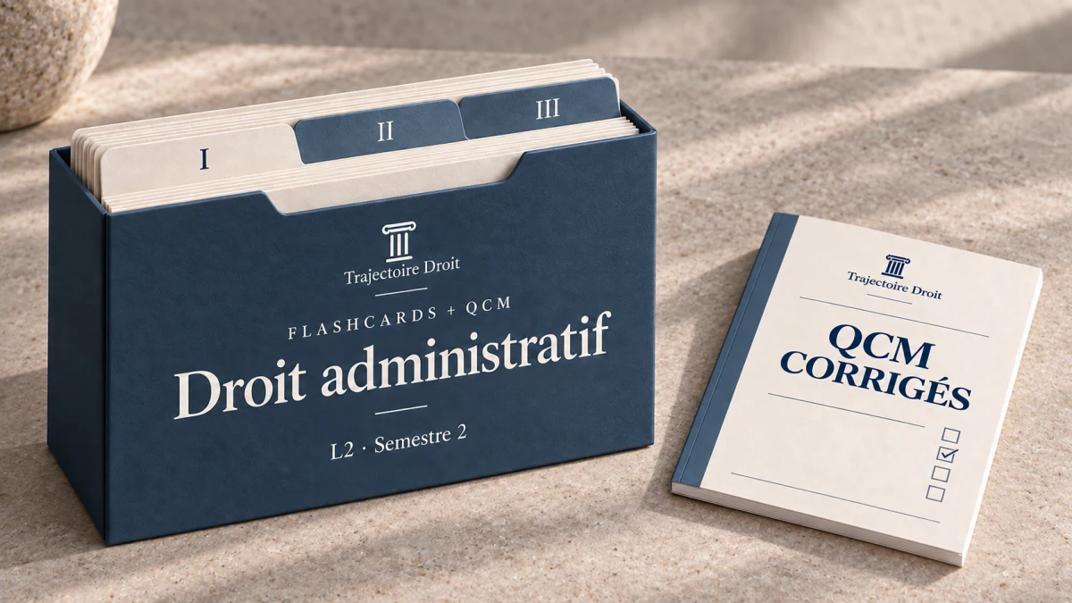 Flashcards et QCM Droit administratif, couverture Trajectoire Droit