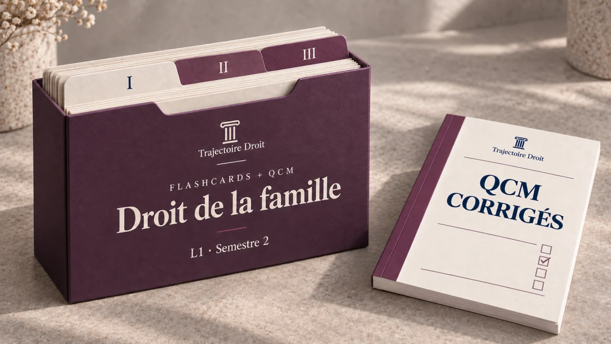 Flashcards et QCM Droit de la famille, couverture Trajectoire Droit