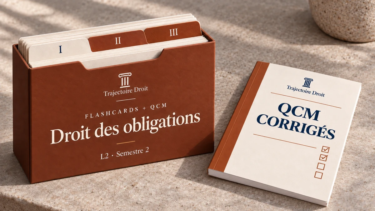Flashcards et QCM Droit des obligations, couverture Trajectoire Droit