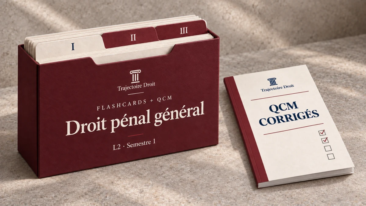 Flashcards et QCM Droit pénal, couverture Trajectoire Droit