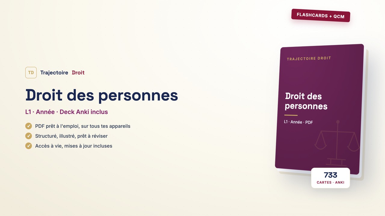 Flashcards et QCM Droit des personnes, couverture Trajectoire Droit