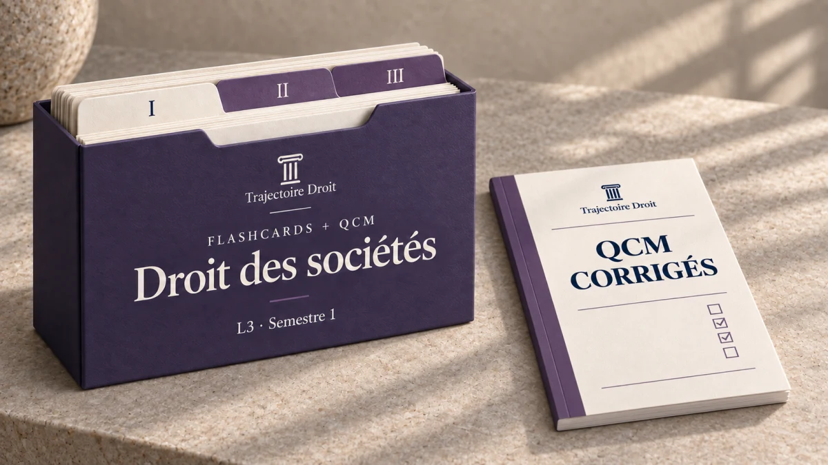 Flashcards et QCM Droit des sociétés, couverture Trajectoire Droit