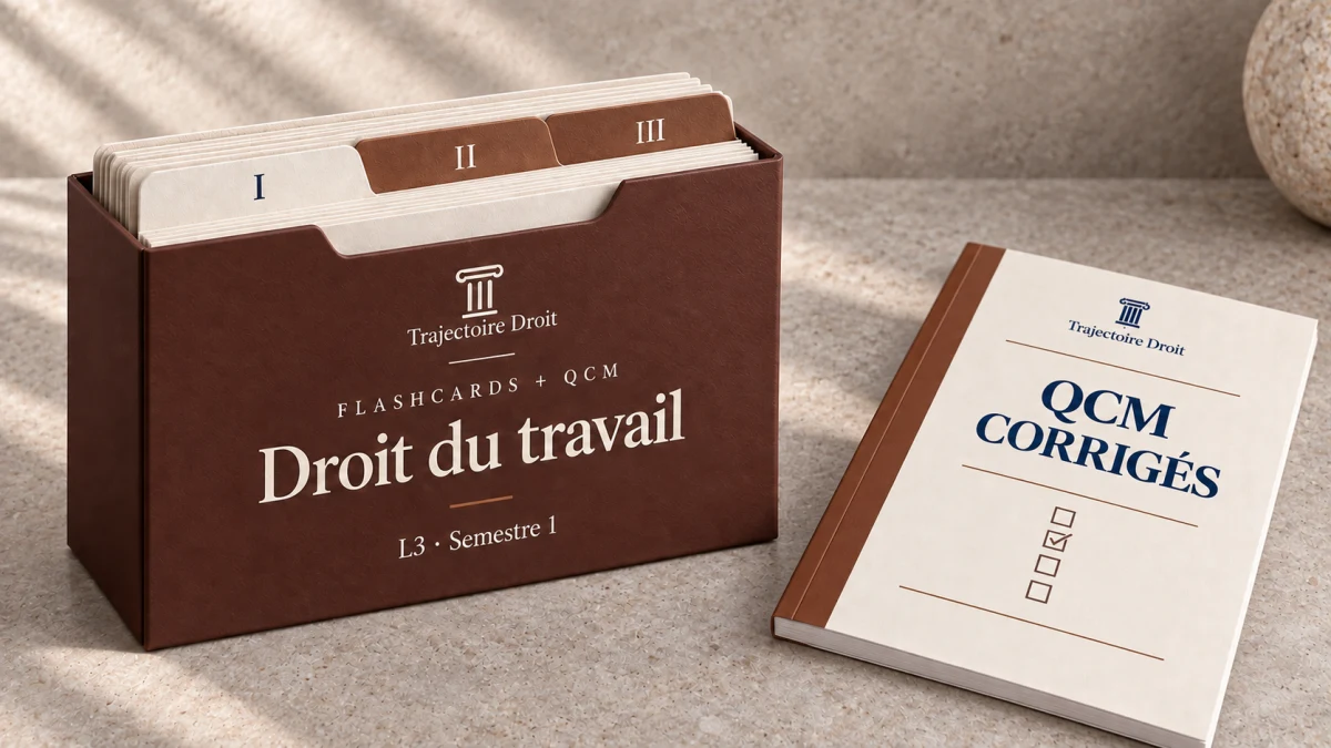 Flashcards et QCM Droit du travail, couverture Trajectoire Droit