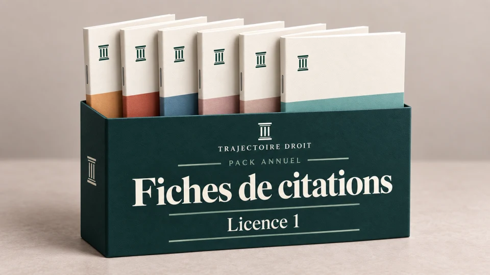 Pack annuel de fiches de citations L1, couverture Trajectoire Droit
