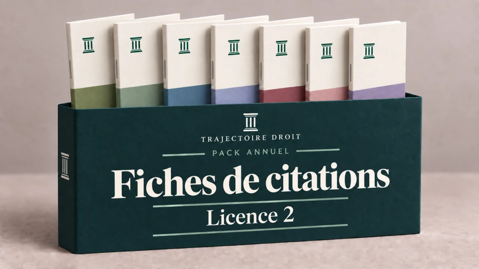 Pack annuel de fiches de citations L2, couverture Trajectoire Droit