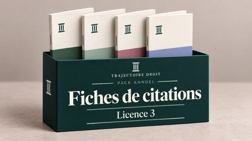 Pack annuel de fiches de citations L3, couverture Trajectoire Droit