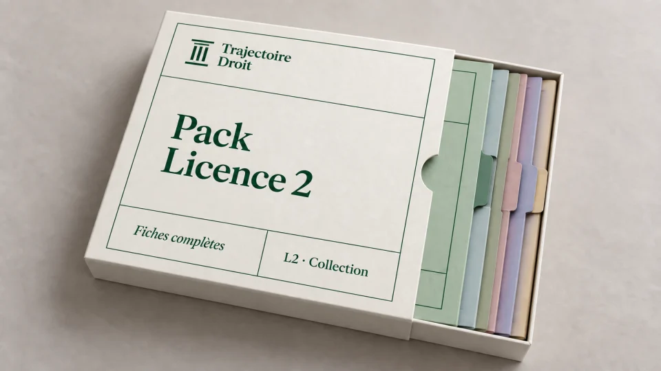 Pack Licence 2, sept fiches de droit, couverture Trajectoire Droit
